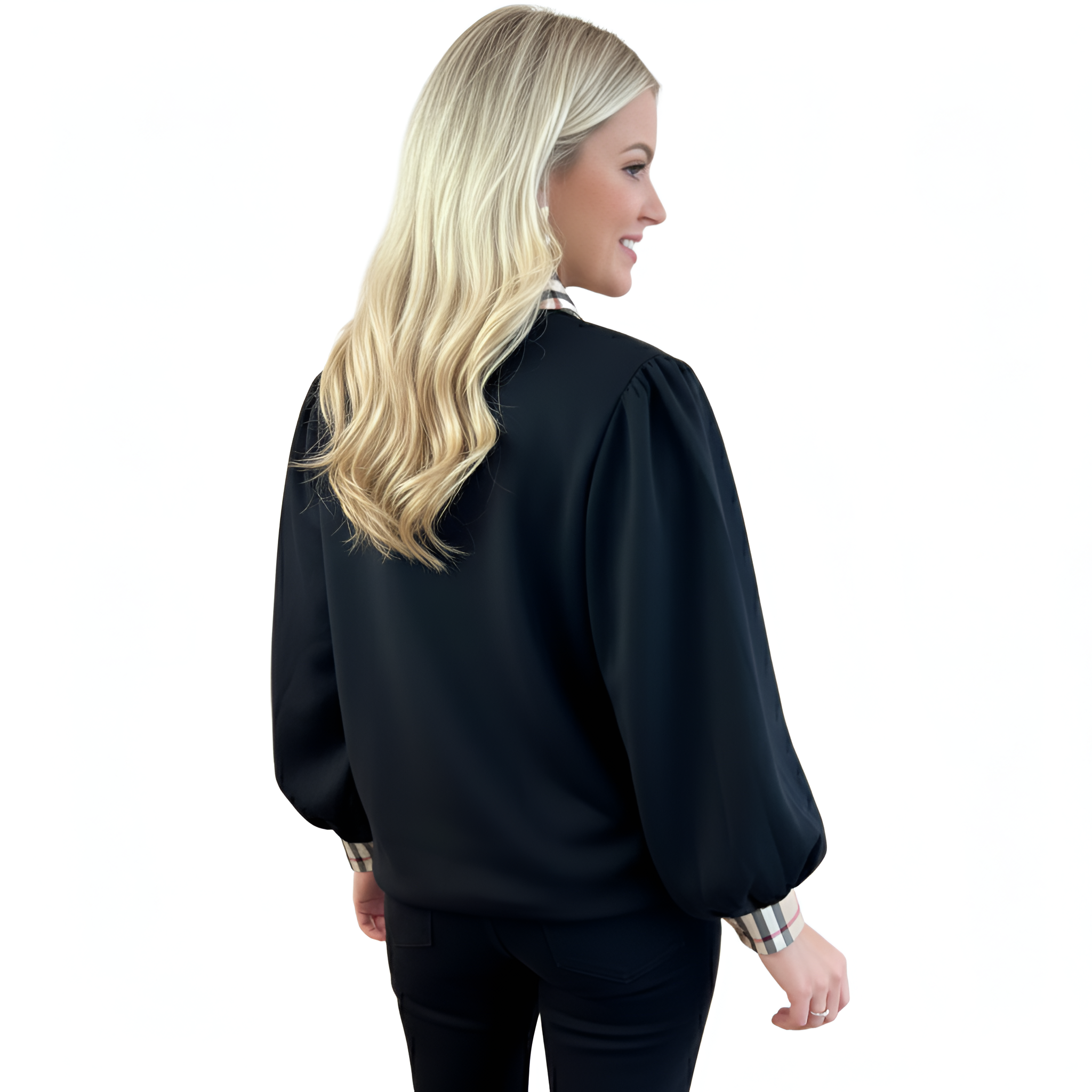 Taupe Accent Long Sleeve Casual Style Blouse