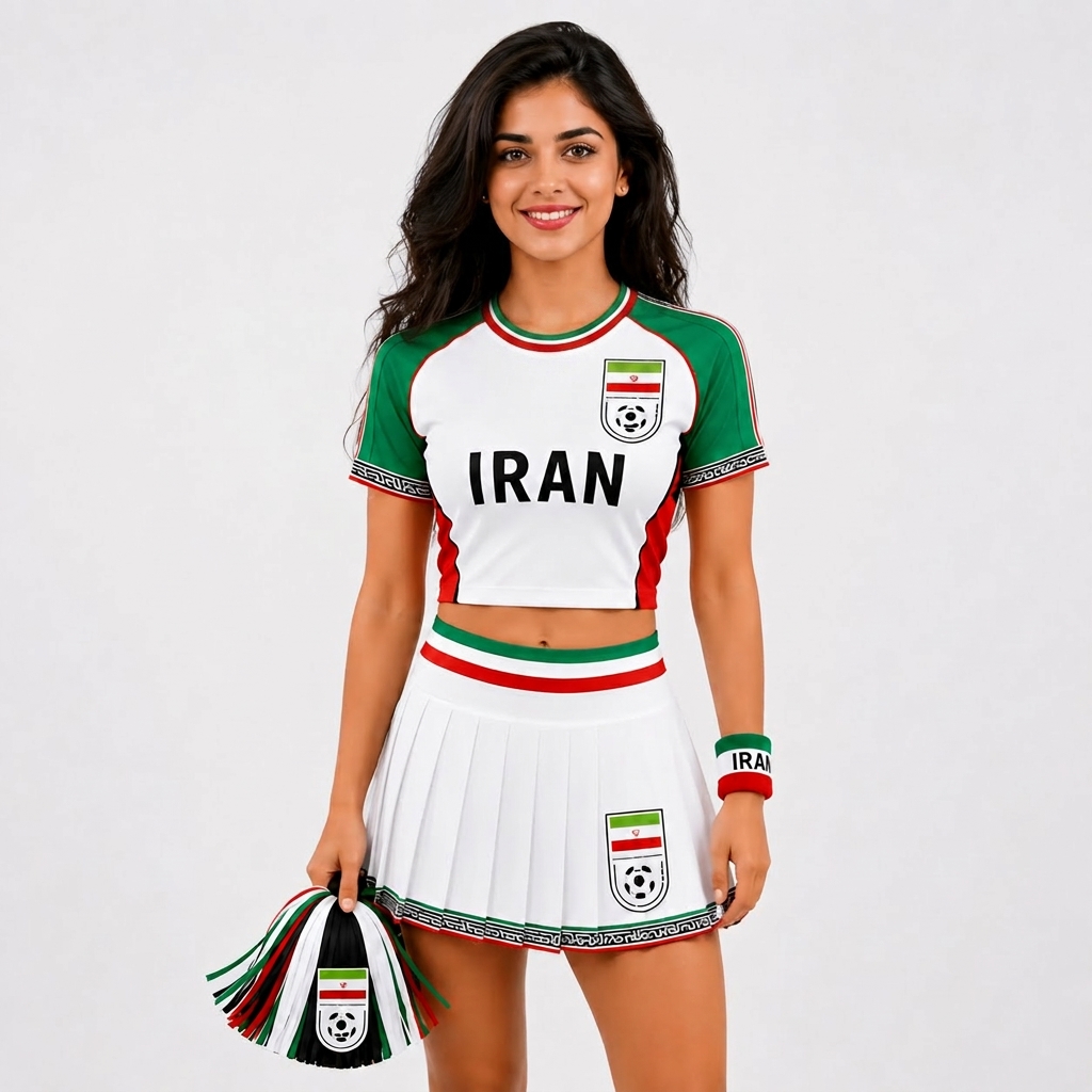 FIFA 2026 Iran Football Themed Two Piece Skirt Set For Women