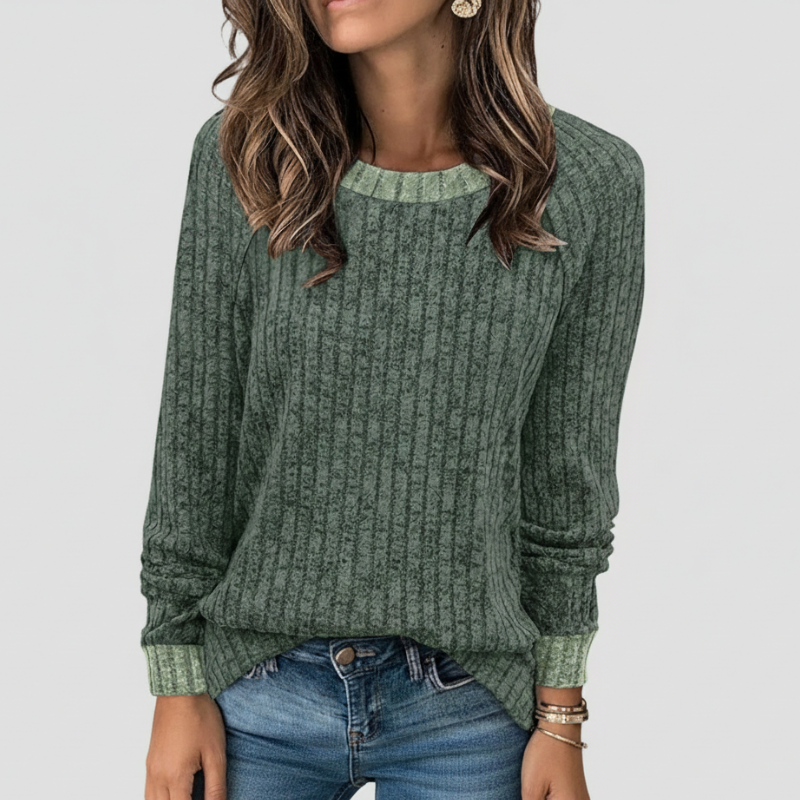 Long Sleeve Lightweight Sweater With Color Block Design For Women