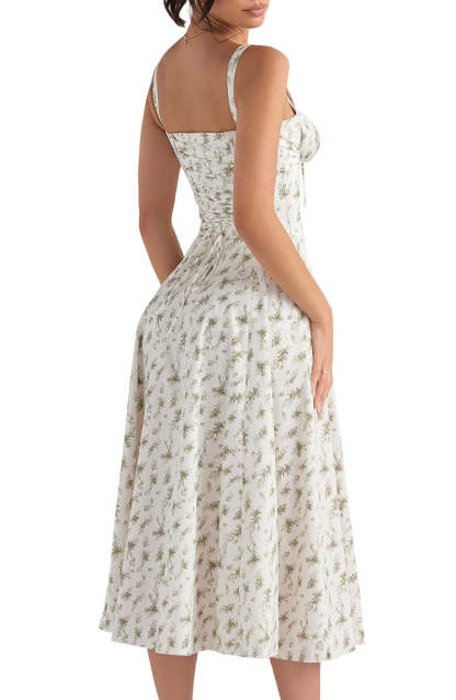 Floral Bustier Midriff Design Shaper Dress-Cozy Knit Sets