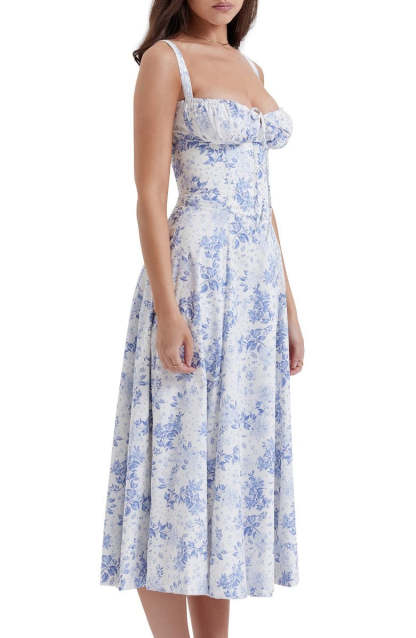 Floral Bustier Midriff Design Shaper Dress-Cozy Knit Sets