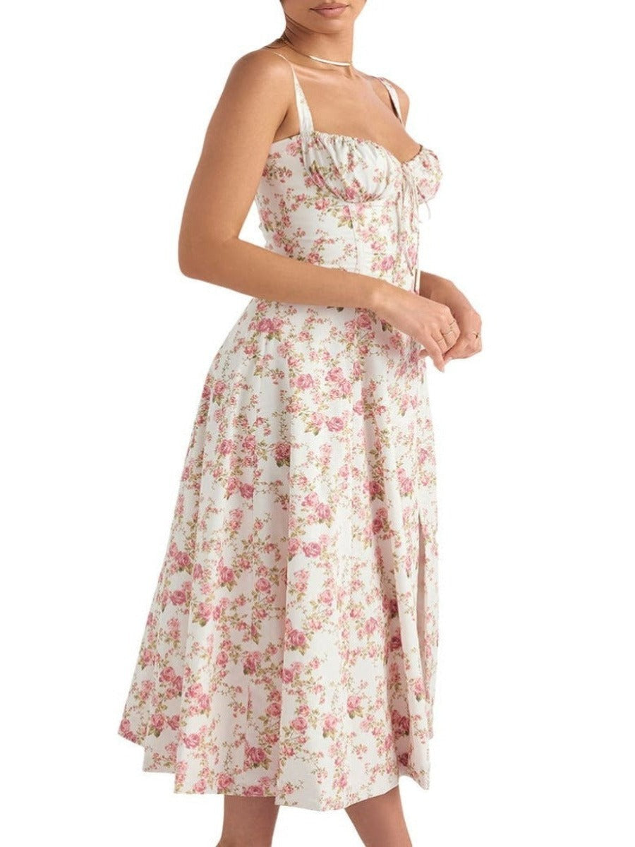 Floral Bustier Midriff Design Shaper Dress-Cozy Knit Sets