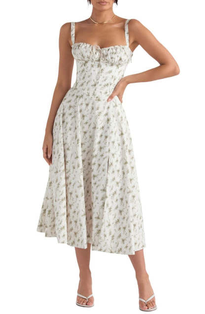 Floral Bustier Midriff Design Shaper Dress-Cozy Knit Sets