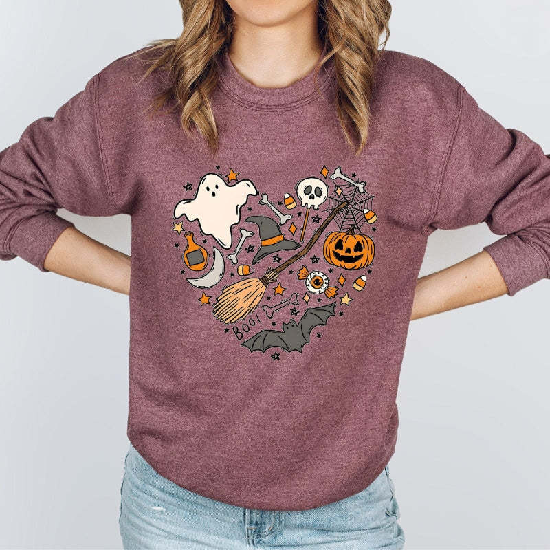 Halloween Boo Printed Sweatshirt-Cozy Knit Sets