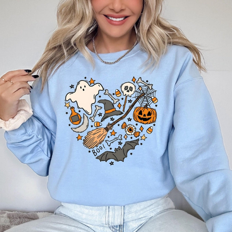 Halloween Boo Printed Sweatshirt-Cozy Knit Sets