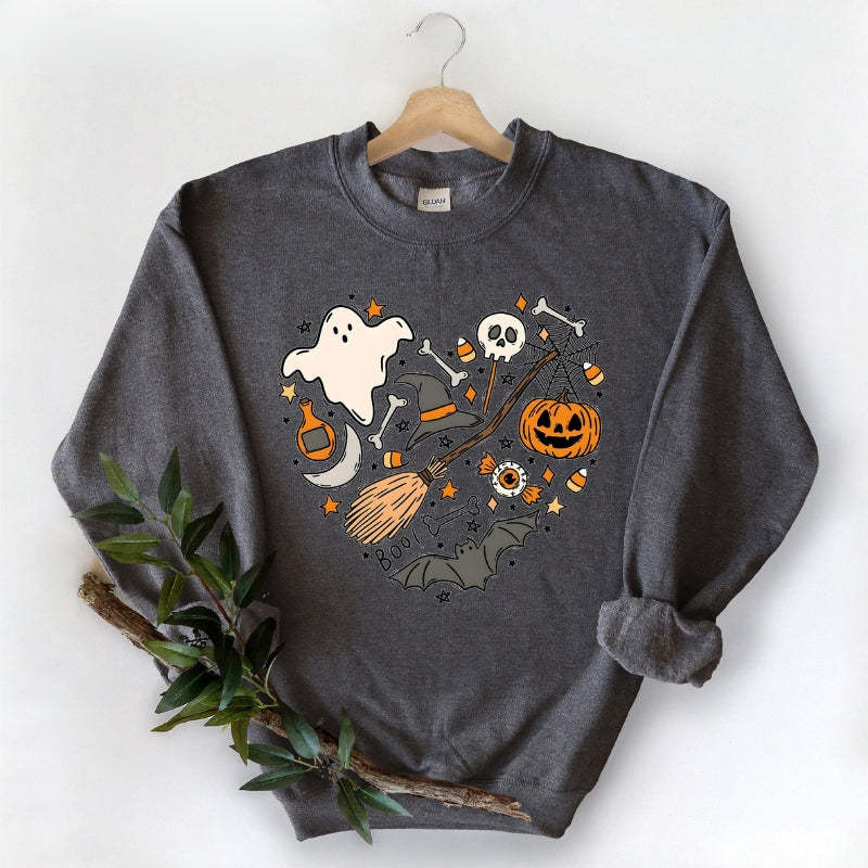 Halloween Boo Printed Sweatshirt-Cozy Knit Sets