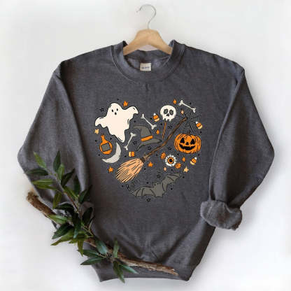 Halloween Boo Printed Sweatshirt-Cozy Knit Sets