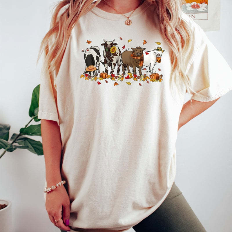 Halloween Cows Printed T Shirt-Cozy Knit Sets