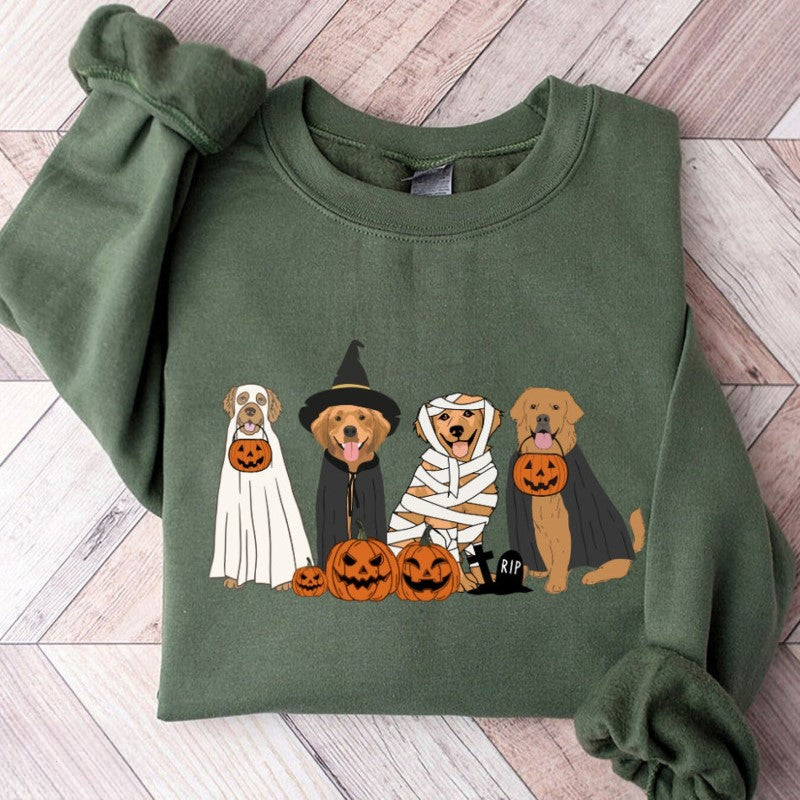 Halloween Dogs Printed Sweatshirt-Cozy Knit Sets