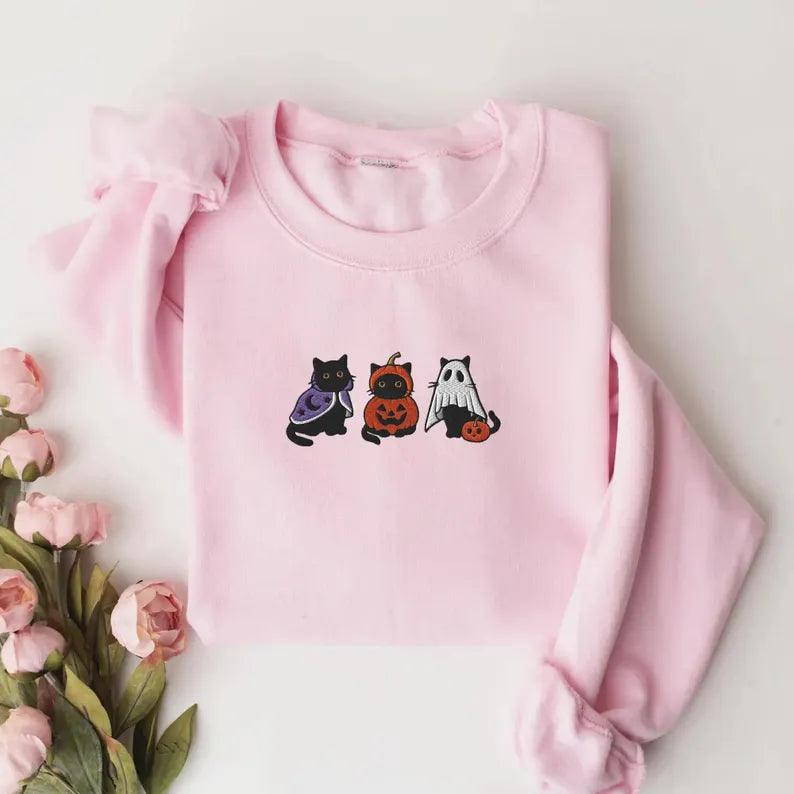 Halloween Themed Comfy Embroidered Sweatshirts-Cozy Knit Sets