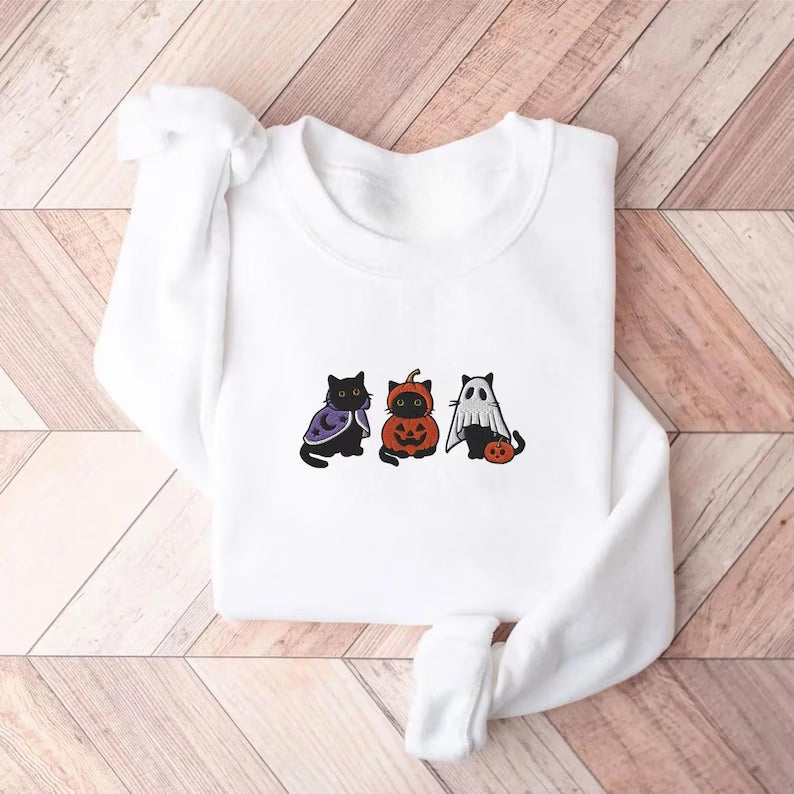 Halloween Themed Comfy Embroidered Sweatshirts-Cozy Knit Sets