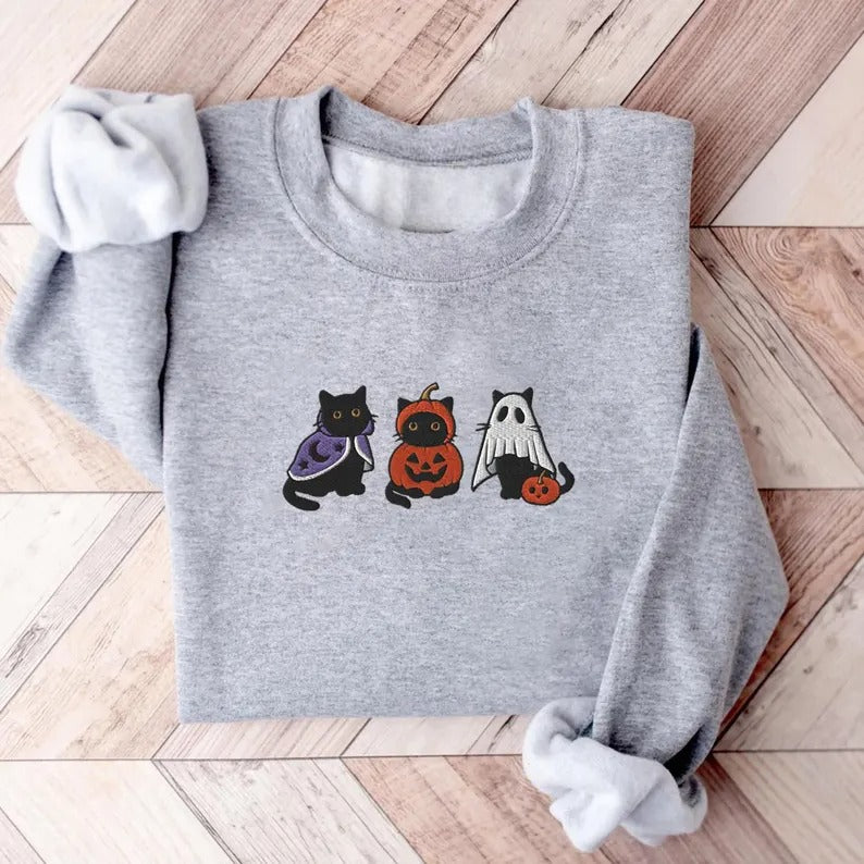 Halloween Themed Comfy Embroidered Sweatshirts-Cozy Knit Sets