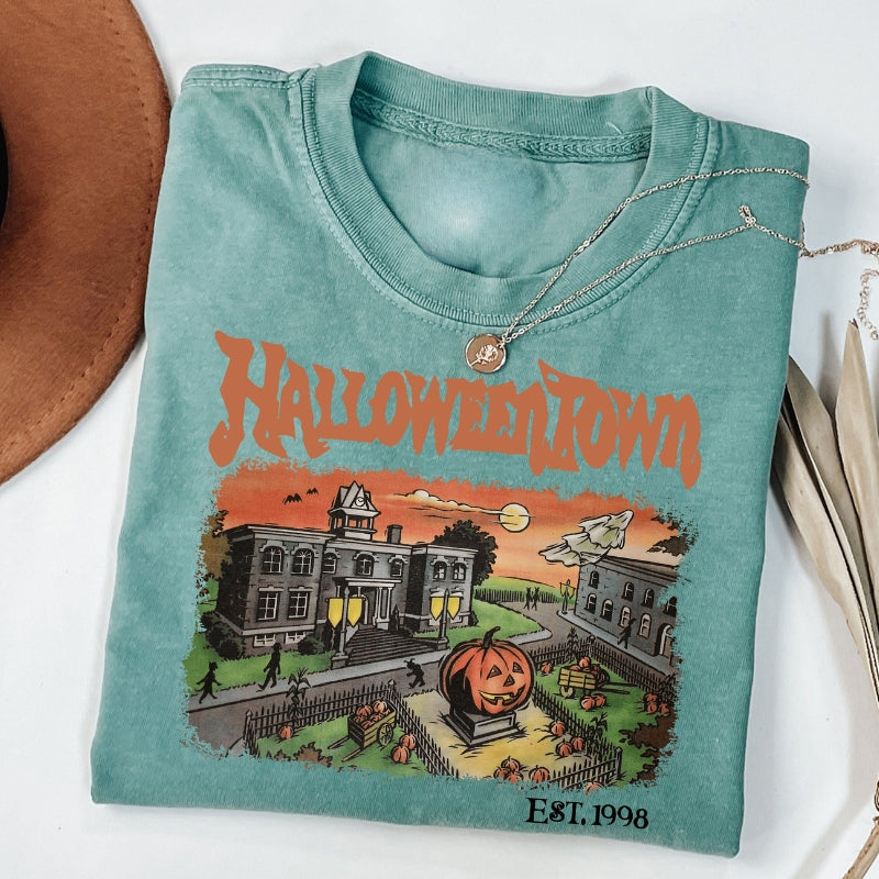 Halloweentown University Retro Halloween Graphic Tee-Cozy Knit Sets