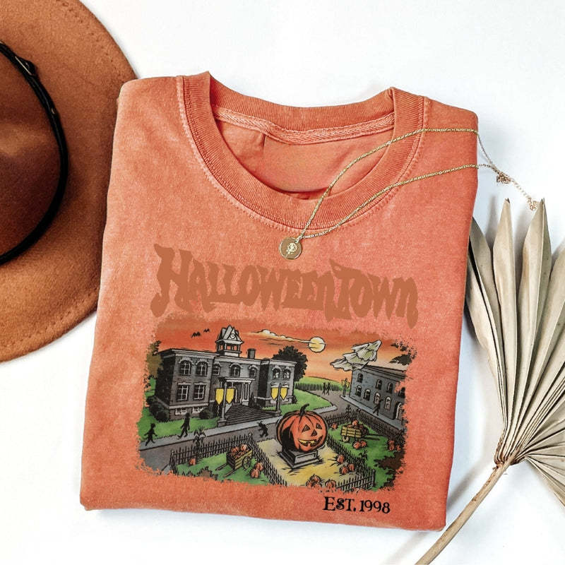 Halloweentown University Retro Halloween Graphic Tee-Cozy Knit Sets
