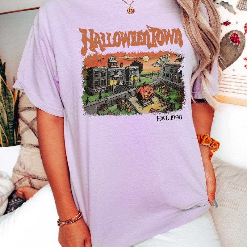 Halloweentown University Retro Halloween Graphic Tee-Cozy Knit Sets