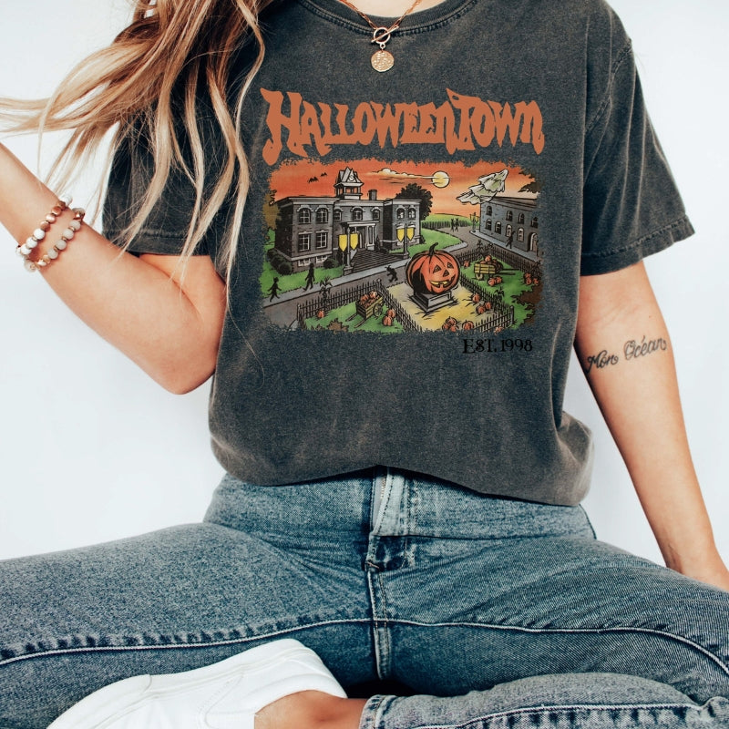 Halloweentown University Retro Halloween Graphic Tee-Cozy Knit Sets
