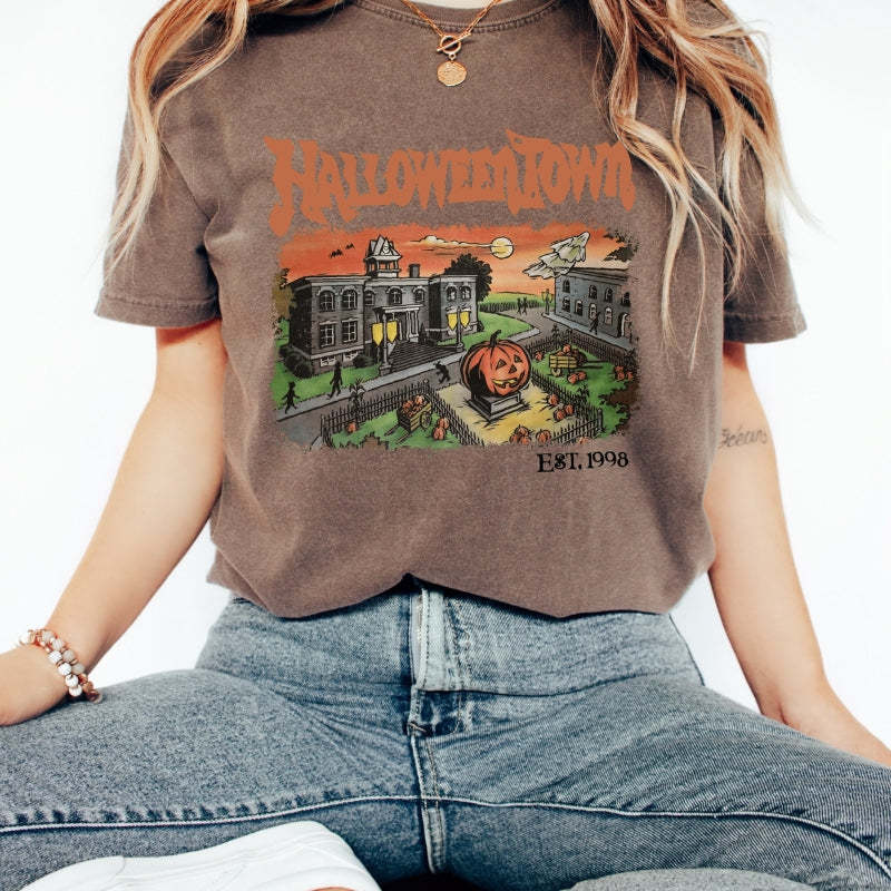 Halloweentown University Retro Halloween Graphic Tee-Cozy Knit Sets