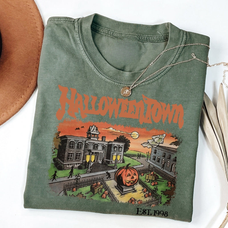 Halloweentown University Retro Halloween Graphic Tee-Cozy Knit Sets