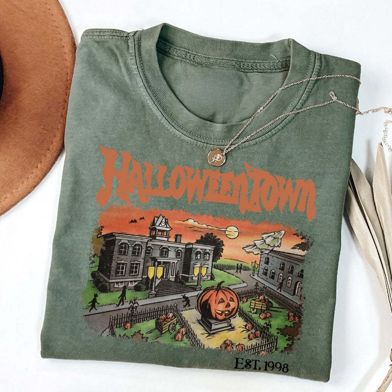 Halloweentown University Retro Halloween Graphic Tee-Cozy Knit Sets