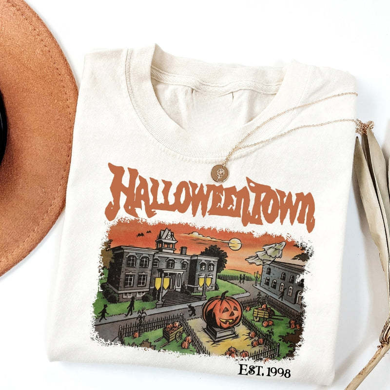 Halloweentown University Retro Halloween Graphic Tee-Cozy Knit Sets