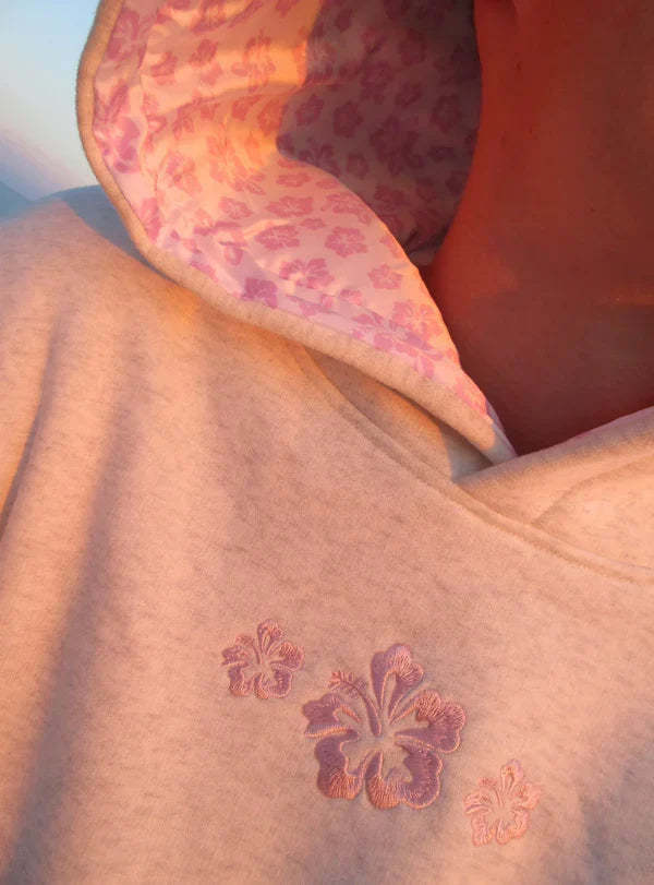 Hibiscus Print Hoodie-Cozy Knit Sets