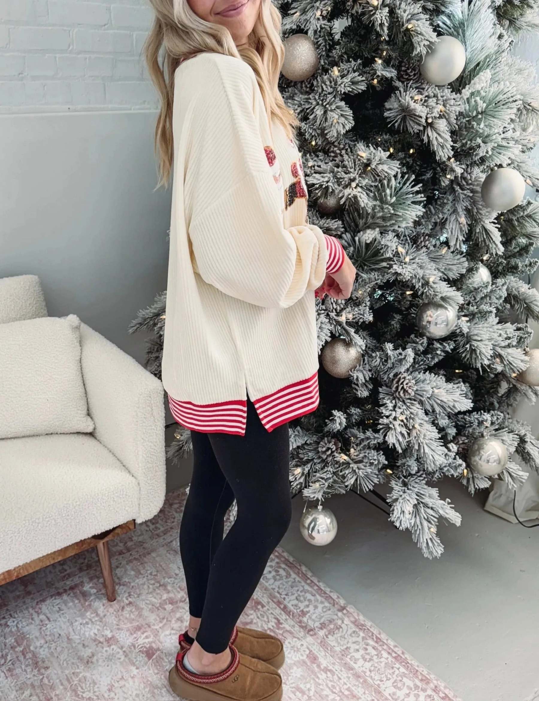 Festive Santa Claus Embroidered Comfy Sweater-Cozy Knit Sets