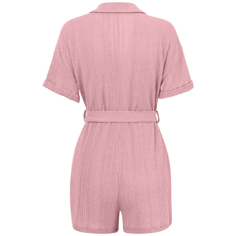 Comfy Short Sleeve Jumpsuit-Cozy Knit Sets