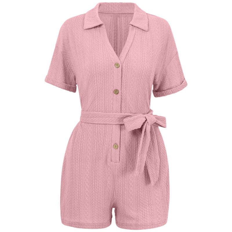 Comfy Short Sleeve Jumpsuit-Cozy Knit Sets