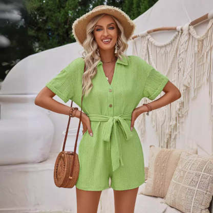 Comfy Short Sleeve Jumpsuit-Cozy Knit Sets