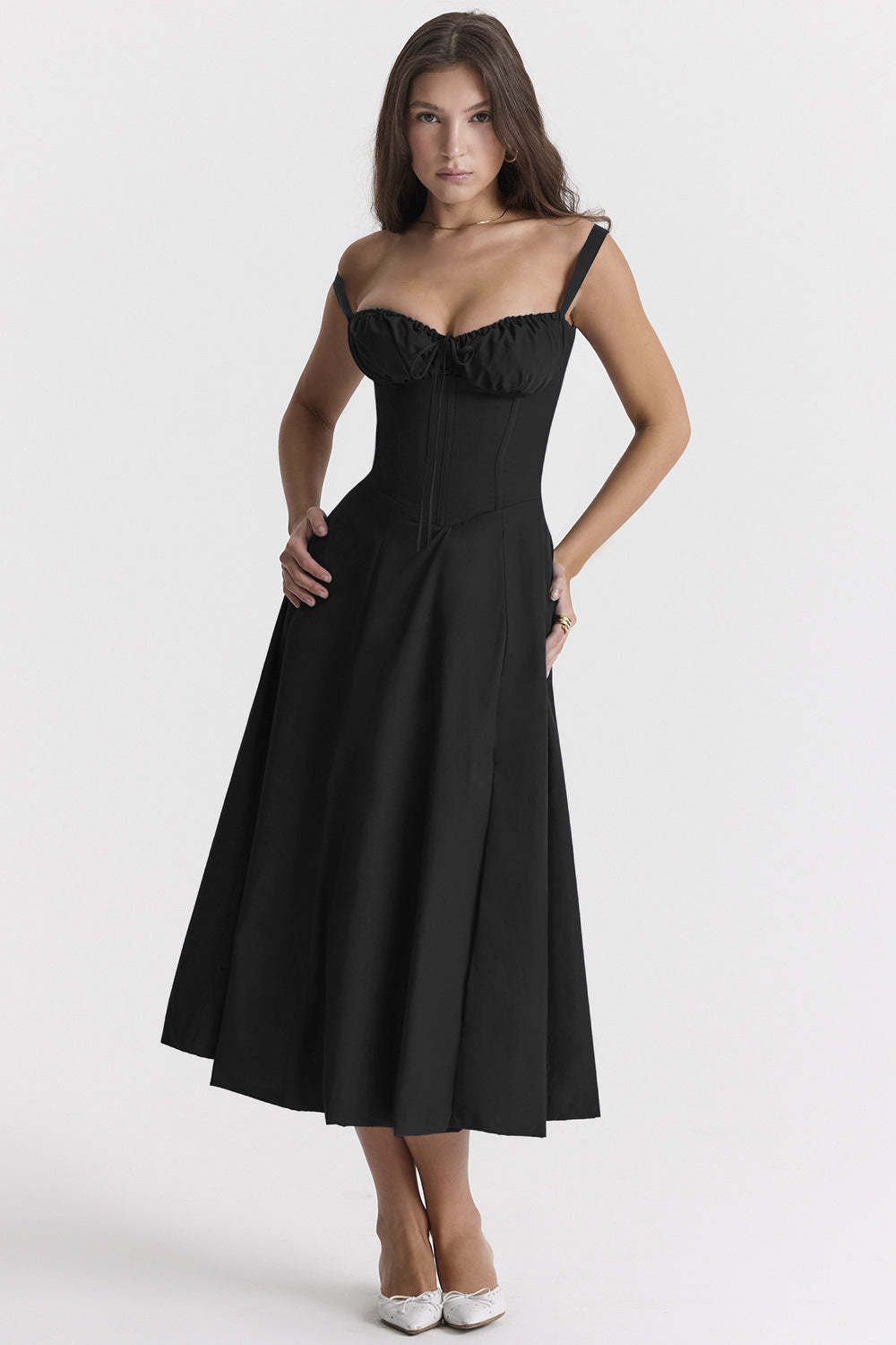 Floral Bustier Midriff Design Shaper Dress-Cozy Knit Sets