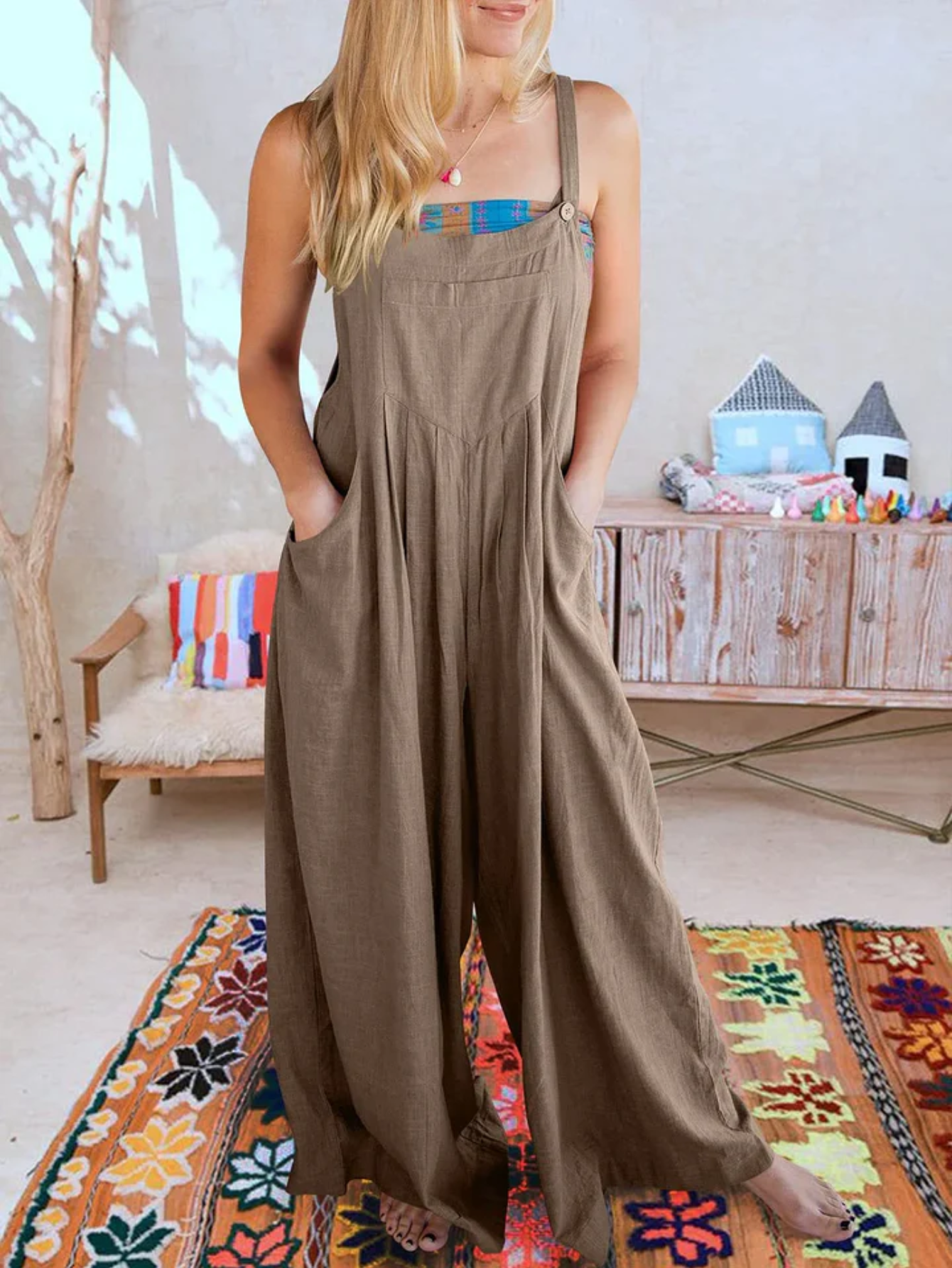 Plus Size Wide Leg Overalls Jumpsuit-Cozy Knit Sets