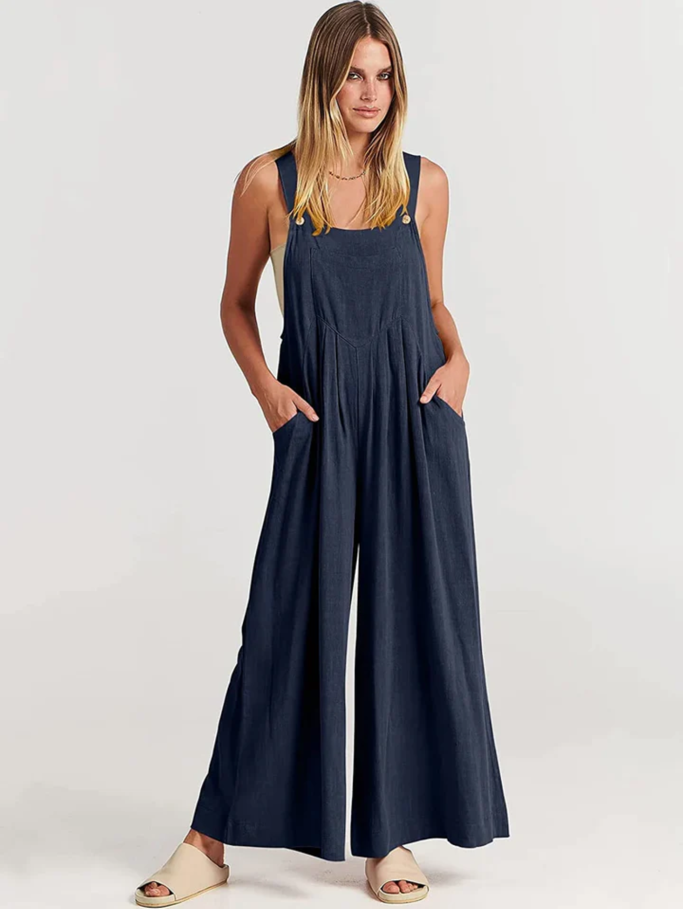 Plus Size Wide Leg Overalls Jumpsuit-Cozy Knit Sets