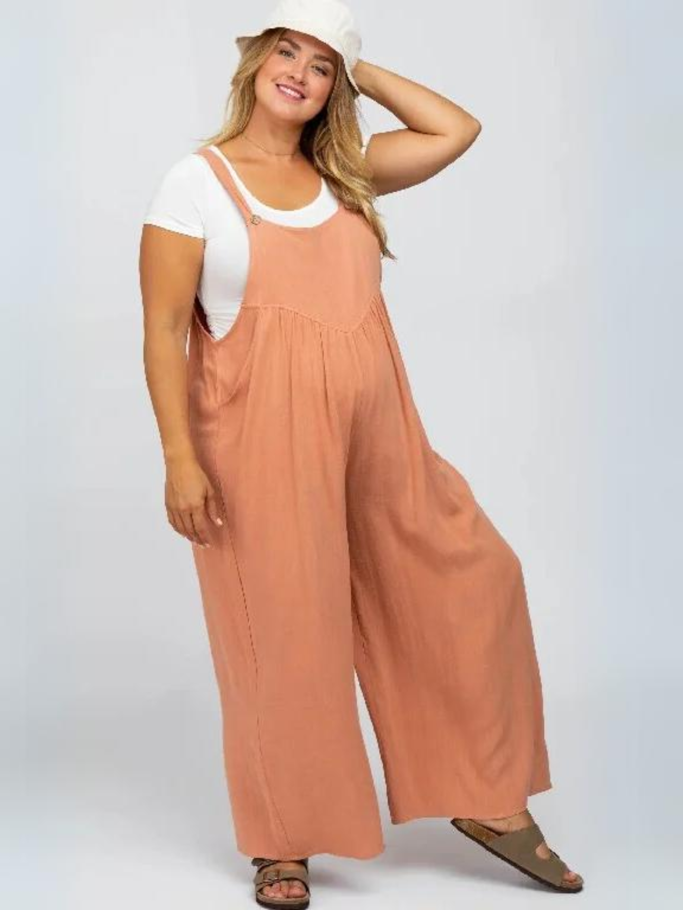 Plus Size Wide Leg Overalls Jumpsuit-Cozy Knit Sets