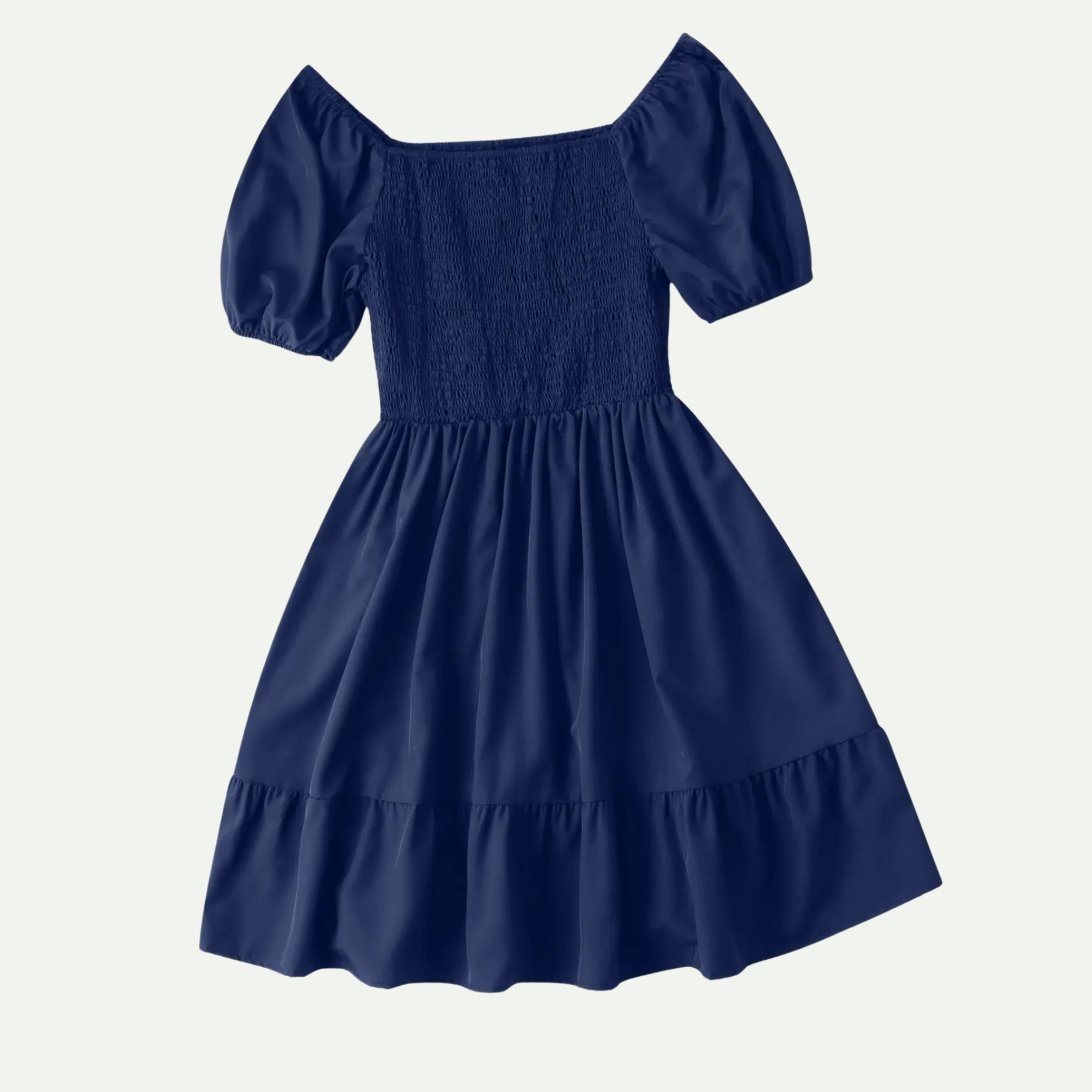 Plus Size Ditsy Floral Shirred A Line Ruffle Hem Dress For Women