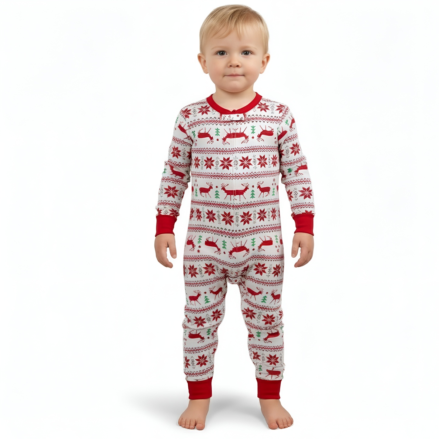 Reindeer And Snow Design Matching Family Christmas Pajamas
