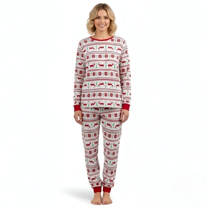 Reindeer And Snow Design Matching Family Christmas Pajamas