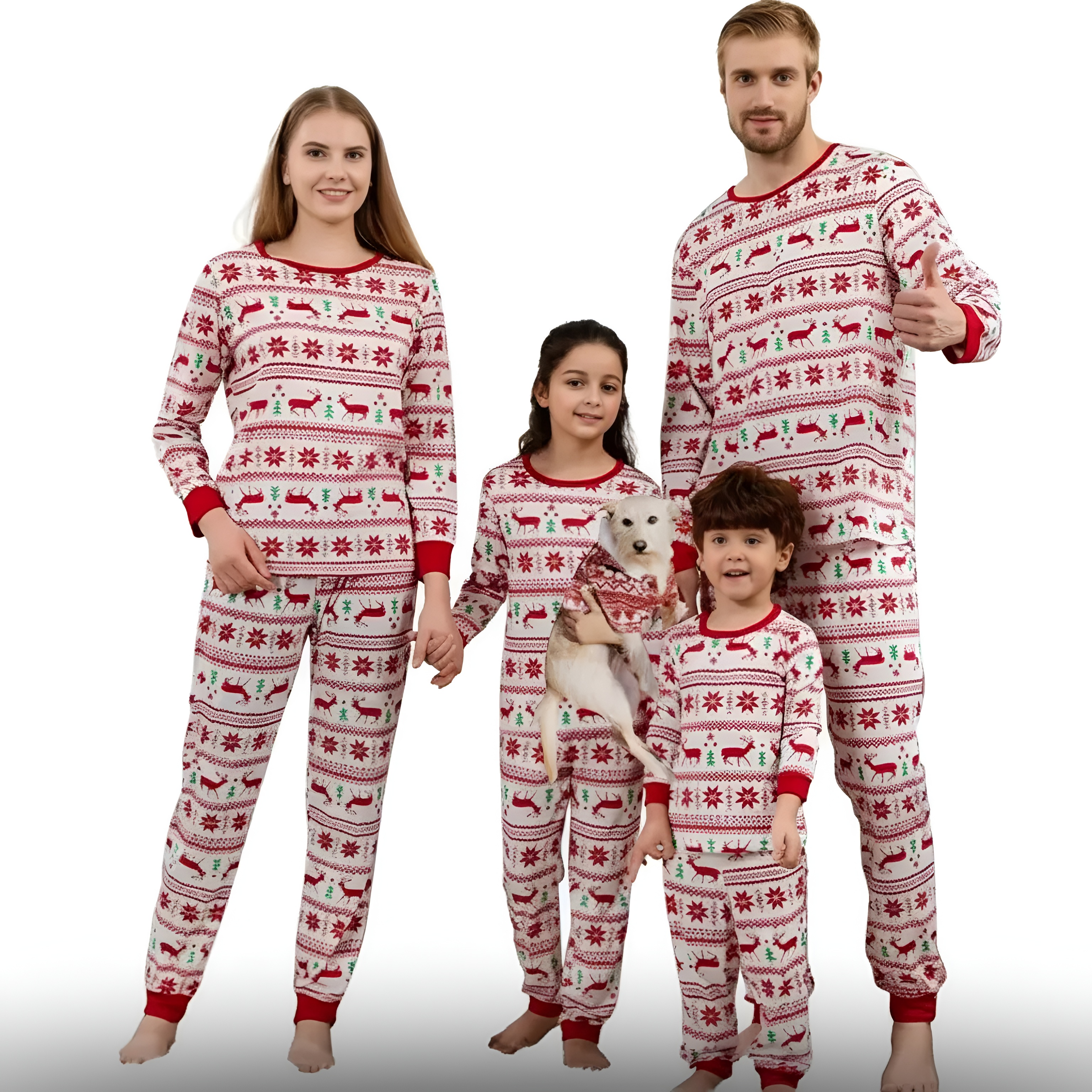 Reindeer And Snow Design Matching Family Christmas Pajamas
