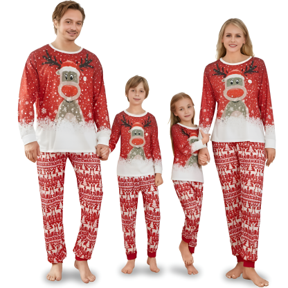 Reindeer Red Snowflake Family Matching Pajama Sets