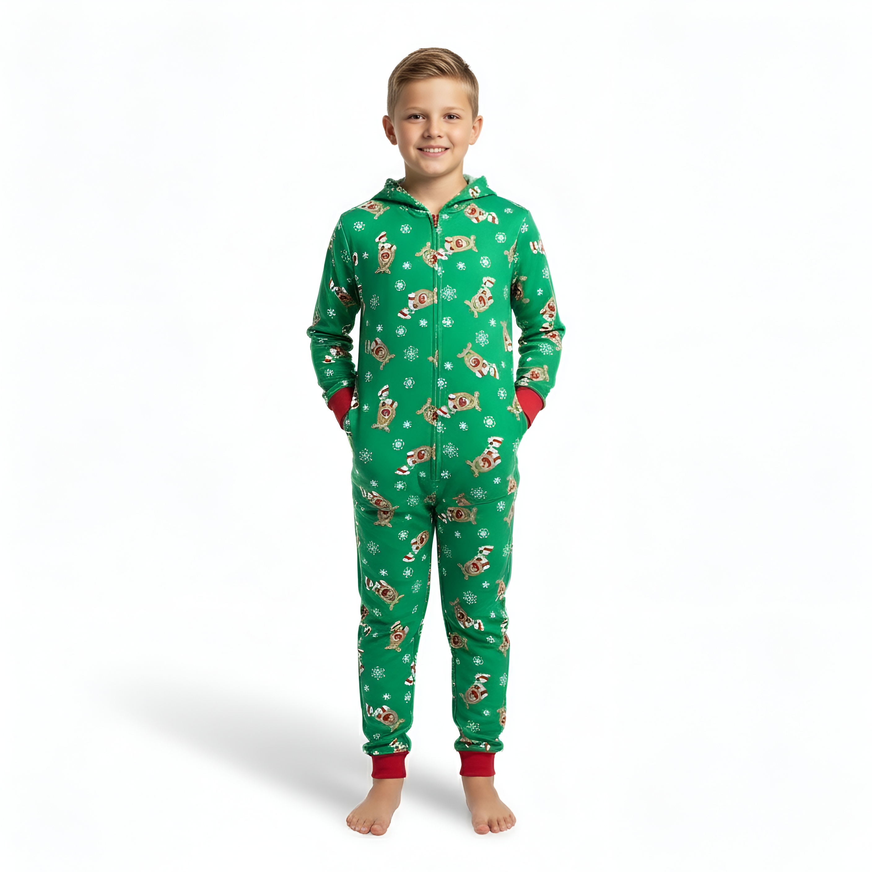 Reindeer Snowflake Hooded Family Matching Christmas Pajama Set