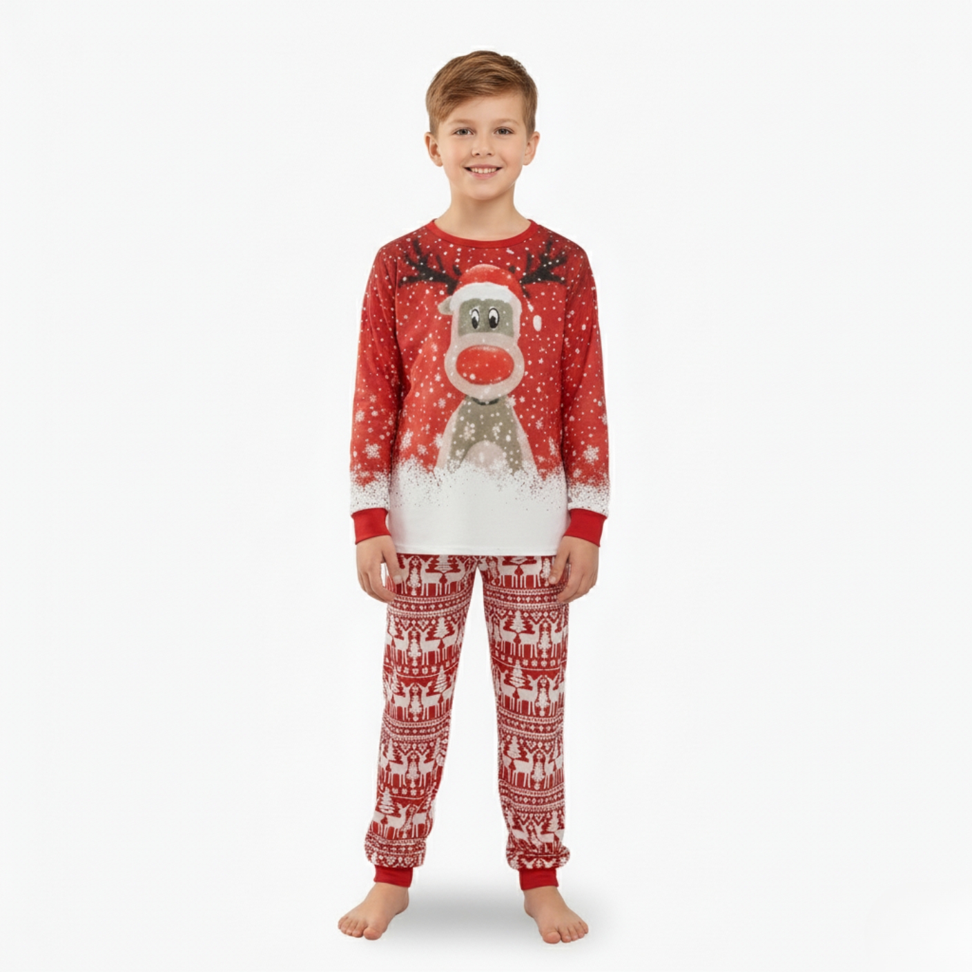 Reindeer Snowflake Printed Family Matching Christmas Pajama Set