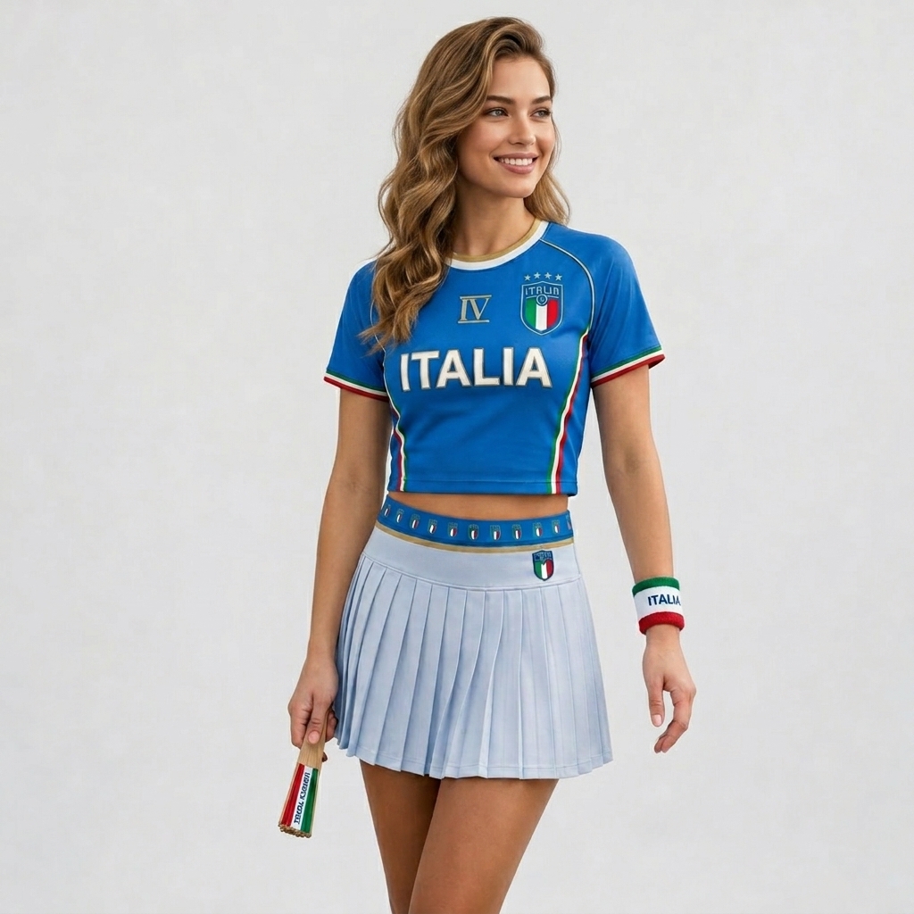 FIFA 2026 Italy Football Themed Two Piece Skirt Set For Women