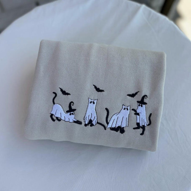 Retro Cats Halloween Sweatshirt-Cozy Knit Sets