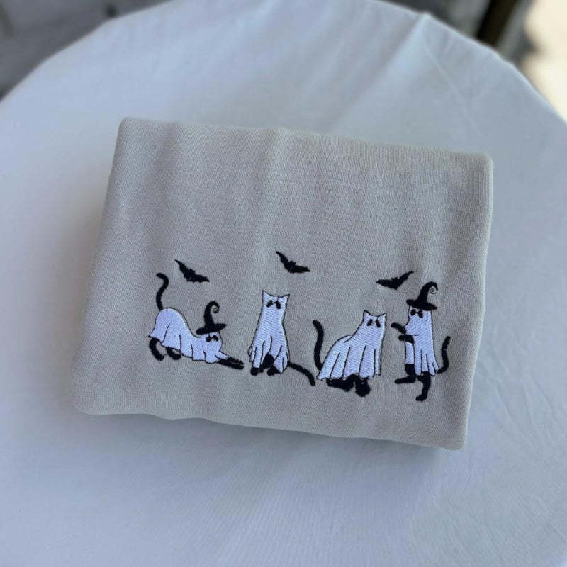 Retro Cats Halloween Sweatshirt-Cozy Knit Sets