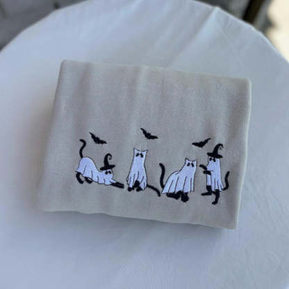 Retro Cats Halloween Sweatshirt-Cozy Knit Sets
