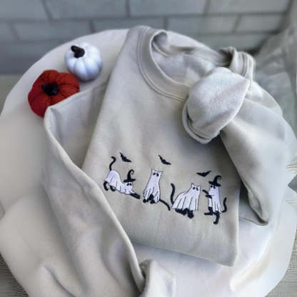 Retro Cats Halloween Sweatshirt-Cozy Knit Sets
