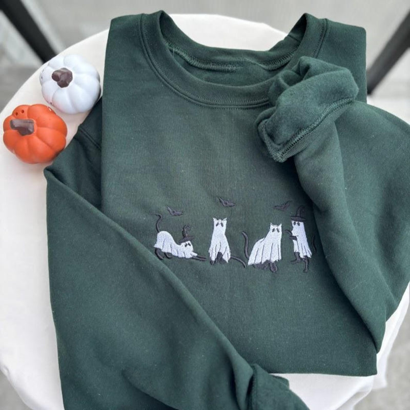 Retro Cats Halloween Sweatshirt-Cozy Knit Sets
