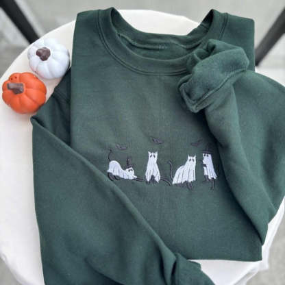 Retro Cats Halloween Sweatshirt-Cozy Knit Sets
