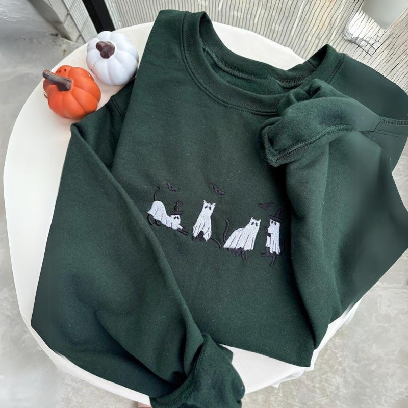 Retro Cats Halloween Sweatshirt-Cozy Knit Sets