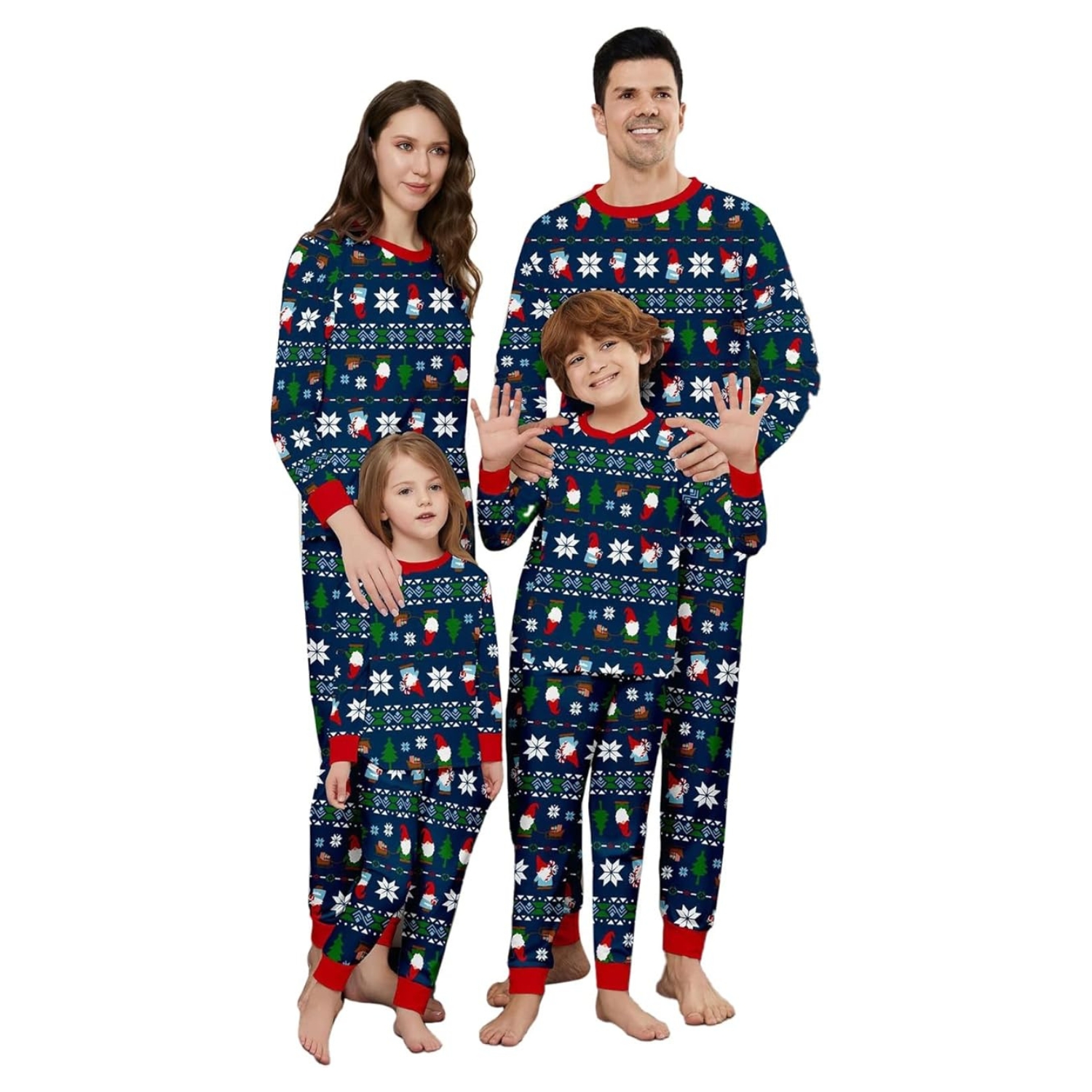 Santa Gnome And Snowflake Pattern Family Matching Christmas Pajama Set