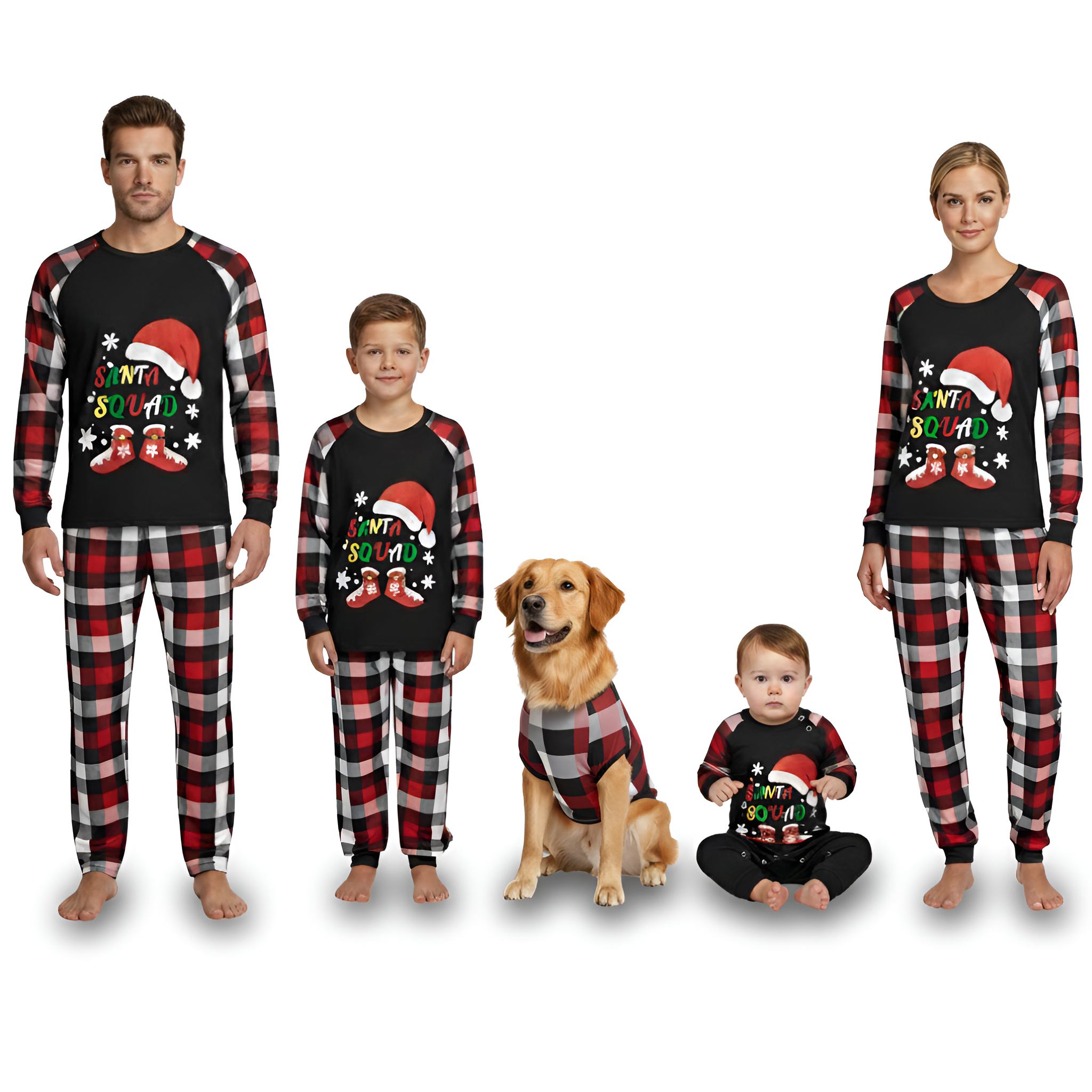 Santa Squad Plaid Christmas Family Matching Pajama Sets